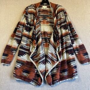 Lucky Brand Cardigan Sweater Women's M Aztec Western Southwestern Open Front
